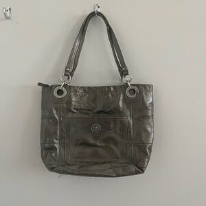 Coach Metallic Gray Shoulder Bag